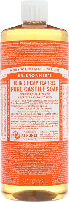 Pure Castile Liquid Soap, Hemp Tea Tree, 32 floz