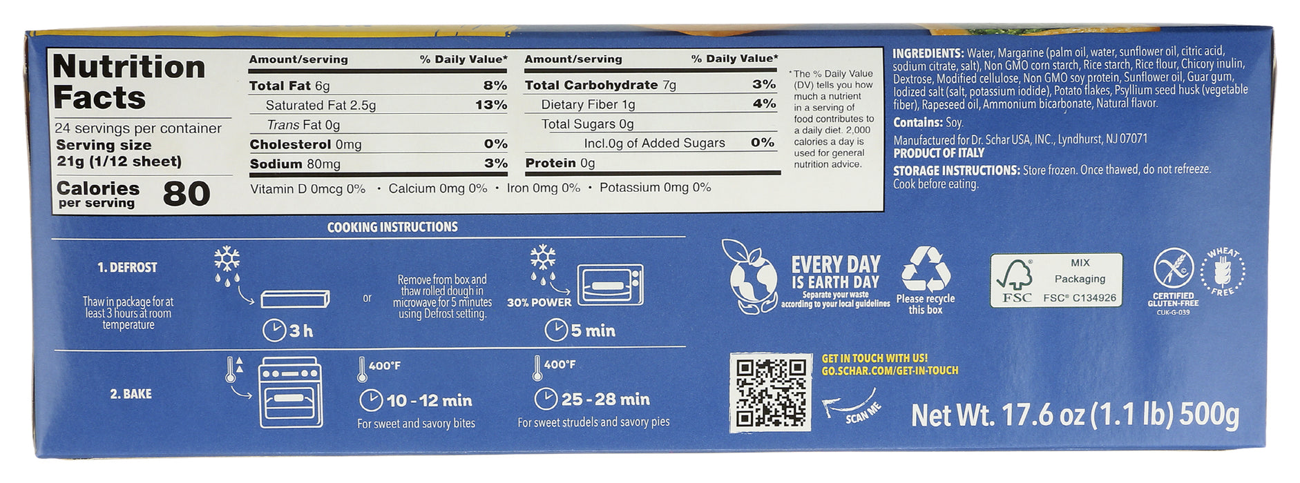 Puff Pastry Dough, GF, 17.6 oz