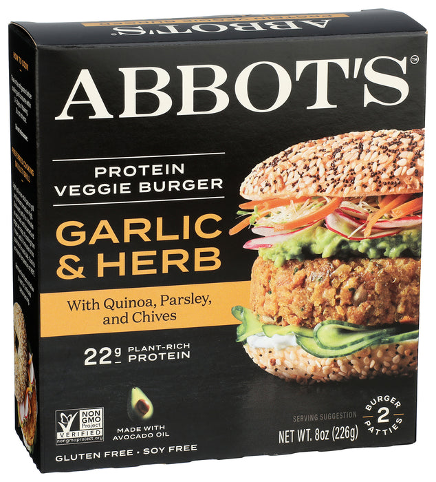 Protein Veggie Burger, Garlic & Herb, 8 oz