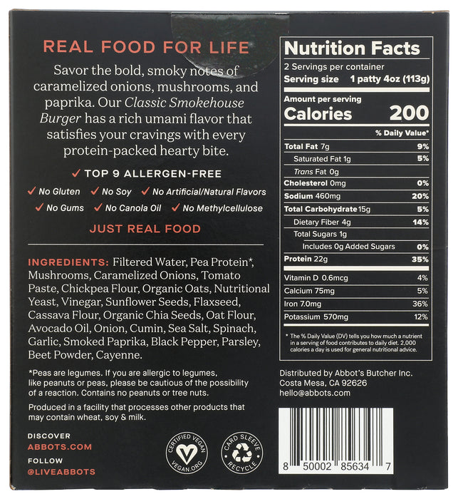 Protein Veggie Burger, Smokehouse, 8 oz