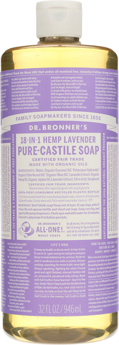 Pure Castile Liquid Soap, Hemp Lavender, 32 floz