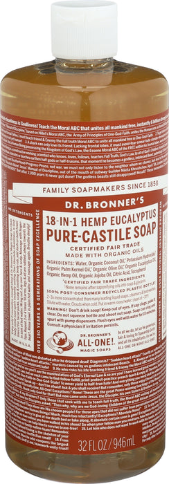 Pure Castile Liquid Soap, Hemp Eucalyptus, 32 floz