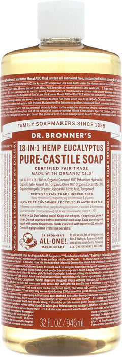 Pure Castile Liquid Soap, Hemp Eucalyptus, 32 floz