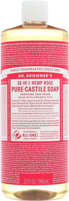 Pure Castile Liquid Soap, Hemp Rose, 32 floz