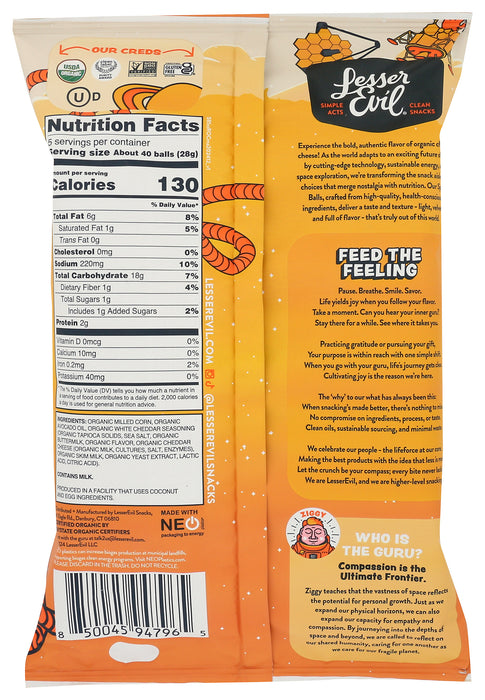 Spaceballs Snack, Real Organic Cheddar, Org, 5 oz