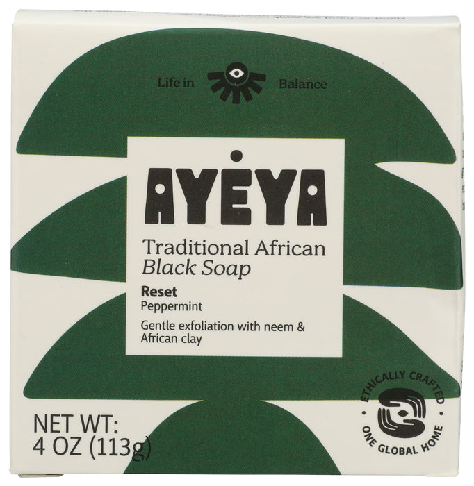 Traditional African Black Soap, Peppermint, 4 oz