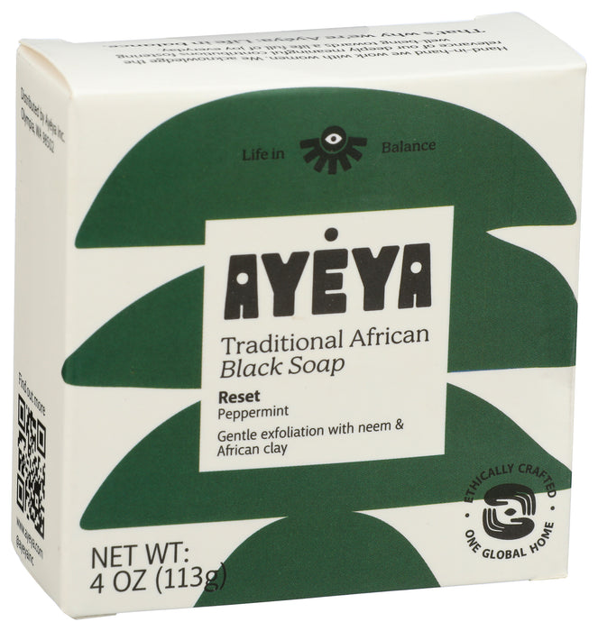 Traditional African Black Soap, Peppermint, 4 oz