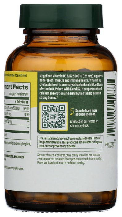Vitamin D3 & K2, 5000 IU/125mcg, 60 cap
