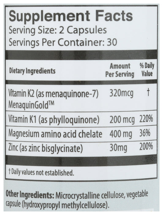 Vitamin K2-7, 320mcg, 60 vcap