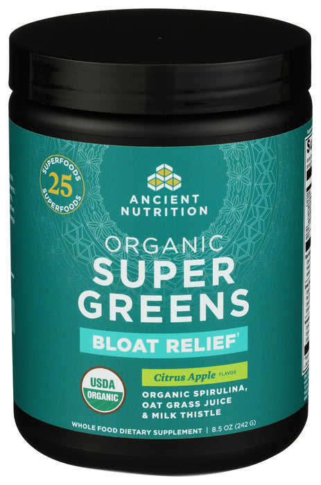 Super Greens Bloat Relief, Citrus Apple, Org, 25 serv/8.5 oz