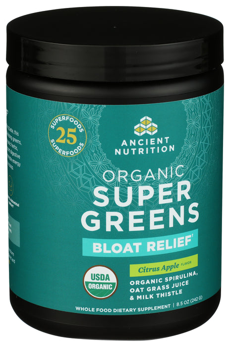 Super Greens Bloat Relief, Citrus Apple, Org, 25 serv/8.5 oz