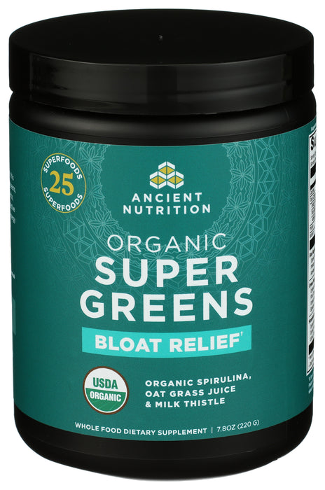 Super Greens Bloat Relief, Unflavored, Org, 25 serv/7.8 oz