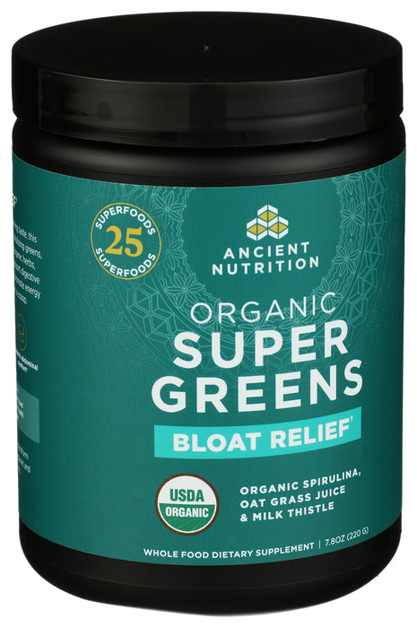 Super Greens Bloat Relief, Unflavored, Org, 25 serv/7.8 oz