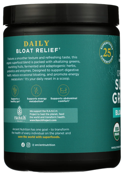 Super Greens Bloat Relief, Unflavored, Org, 25 serv/7.8 oz