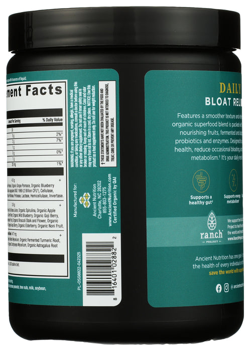 Super Greens Bloat Relief, Unflavored, Org, 25 serv/7.8 oz