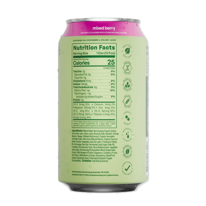 Prebiotic Greens Drink, Mixed Berry, 12 fl oz