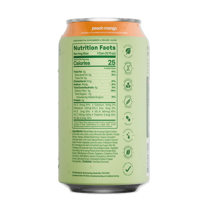 Prebiotic Greens Drink, Peach Mango, 12 fl oz