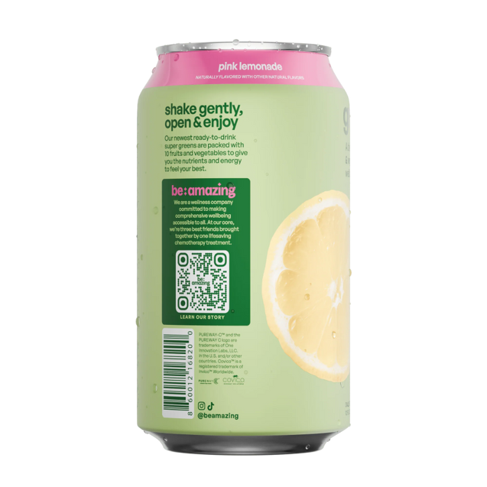 Prebiotic Greens Drink, Pink Lemonade, 12 fl oz