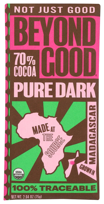 Madagasar Pure Dark Chocolate Bar 70% Cocoa, Org, 2.64 oz
