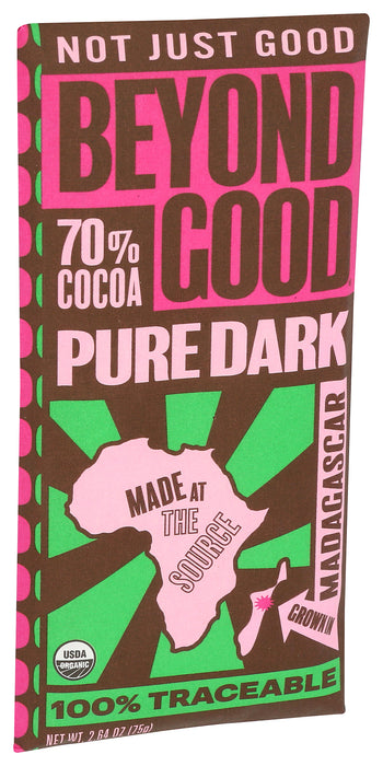 Madagasar Pure Dark Chocolate Bar 70% Cocoa, Org, 2.64 oz