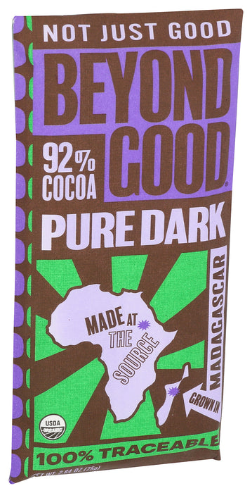 Madagasar Pure Dark Chocolate Bar 92% Cocoa, Org, 2.64 oz