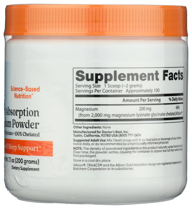 Magnesium Powder Chelated, 200 gm/7.1 oz