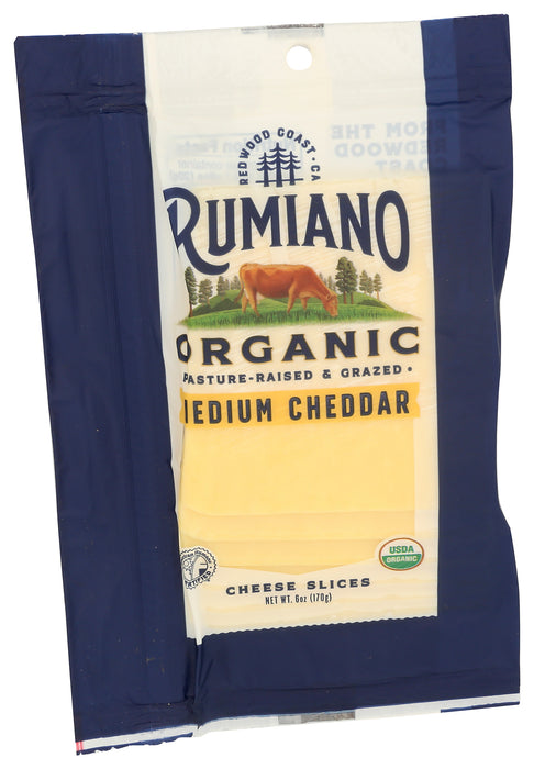 Medium Cheddar Cheese Slices, Org, 6 oz