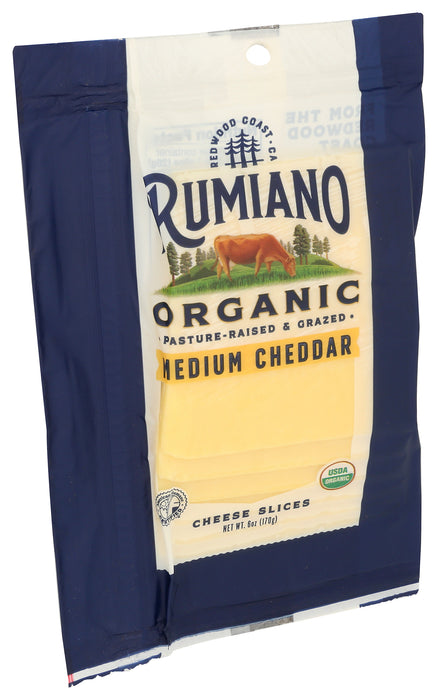 Medium Cheddar Cheese Slices, Org, 6 oz
