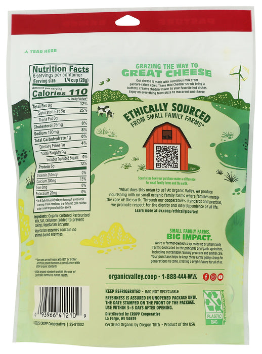 Mild Cheddar Shred, Org, 6 oz