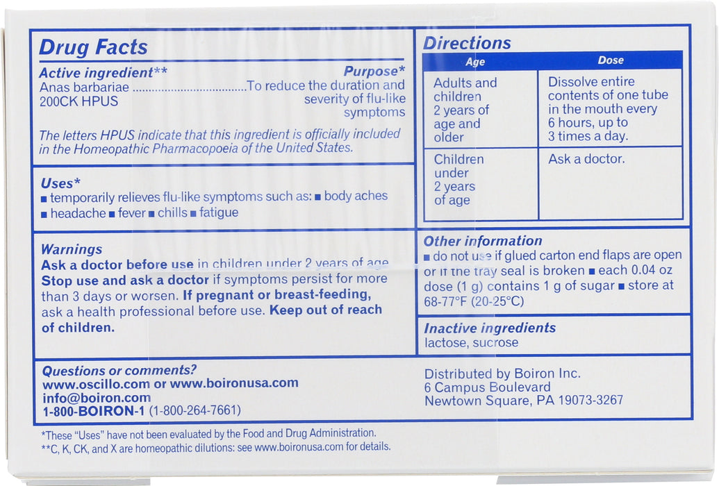 Oscillococcinum, 6 dose