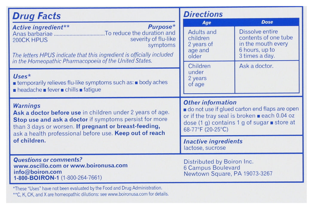 Oscillococcinum, 6 dose