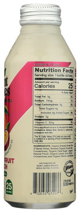 Passion Fruit & Peach Green Tea, Org, 16.9 fl oz