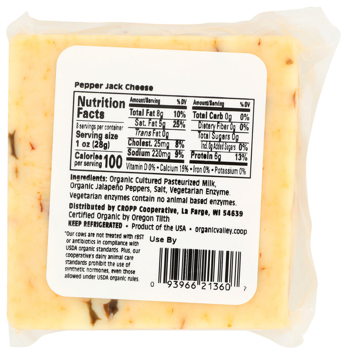 Pepper Jack Cheese, Org, 8 oz