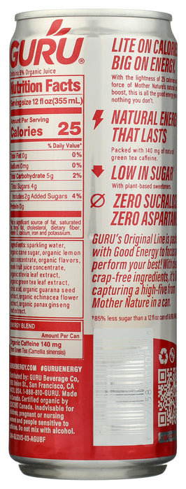 Plant Based Energy Drink Lite, Org, 12 fl oz