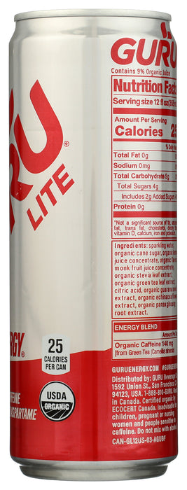 Plant Based Energy Drink Lite, Org, 12 fl oz