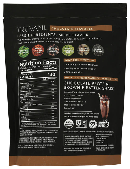 Plant Based Protein, Chocolate, Org, 20 Serv/23.63 oz