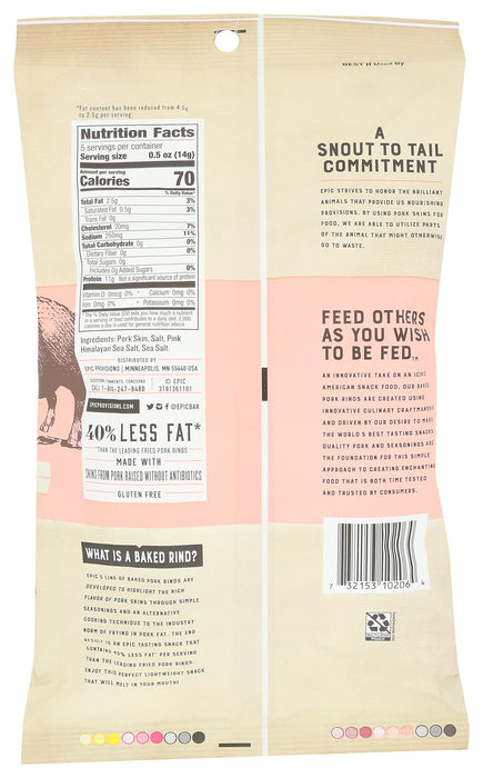 Pork Rinds, Pink Himalayan Sea Salt, Oven Baked, 2.5 oz