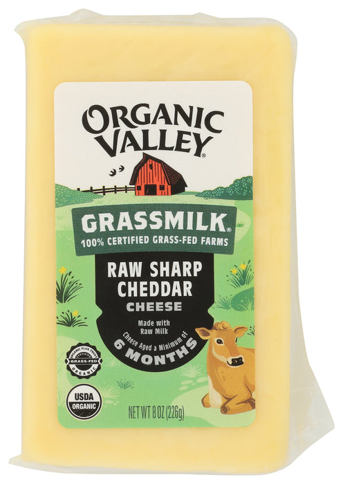 Raw Cheddar Cheese, Sharp Grassfed, Org, 8 oz