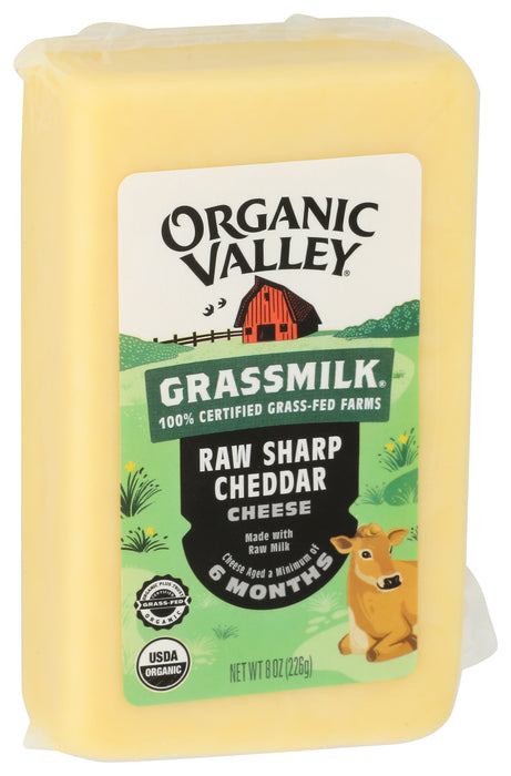 Raw Cheddar Cheese, Sharp Grassfed, Org, 8 oz