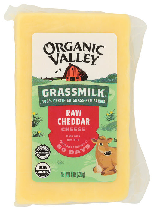 Raw Cheddar Cheese, Grassfed, Org, 8 oz