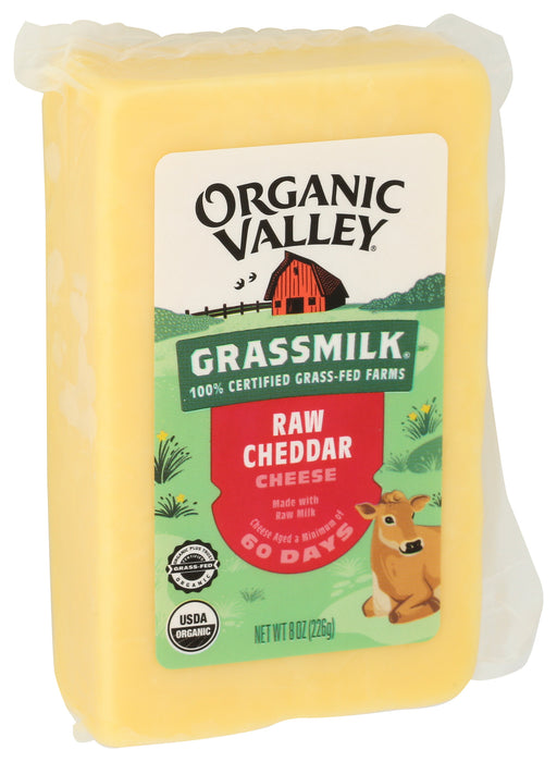 Raw Cheddar Cheese, Grassfed, Org, 8 oz