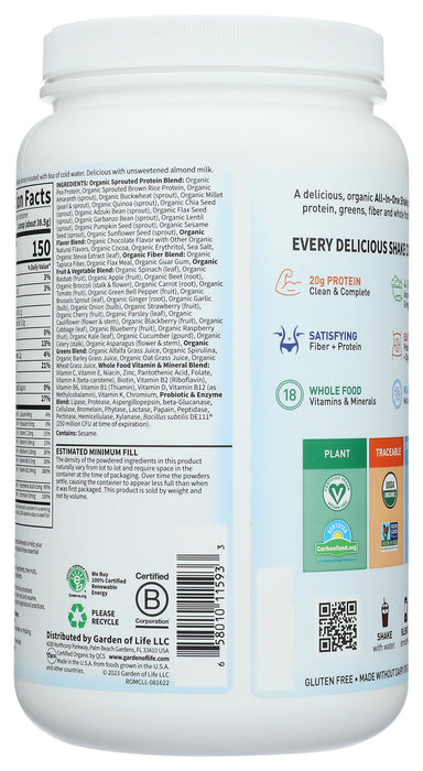 Raw Organic Meal, Chocolate, 1017 g