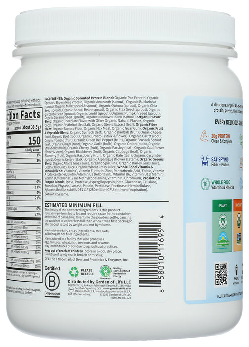 Raw Organic Meal, Chocolate, 509 g