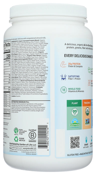 Raw Organic Meal, Lightly Sweet, 1038 g