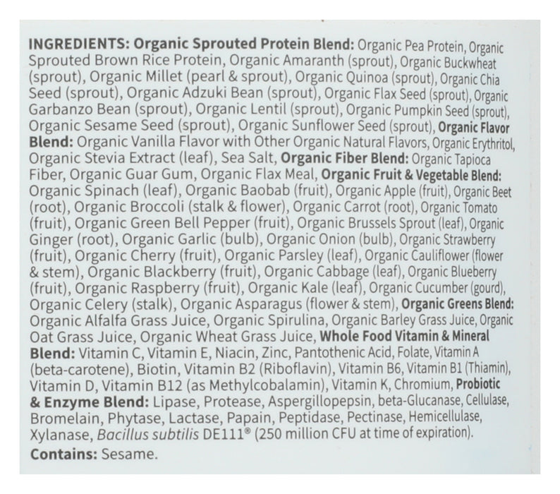 Raw Organic Meal, Vanilla, 484 g
