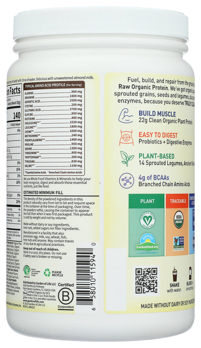 Raw Organic Protein, Chocolate, 660 g