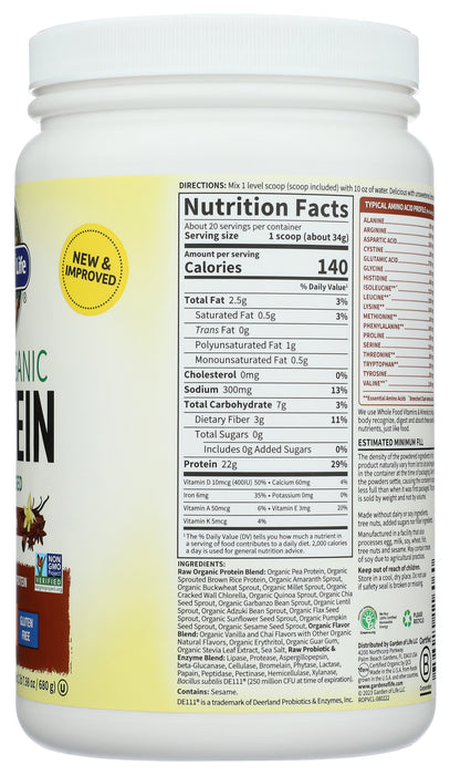 Raw Organic Protein, Vanilla Chai, 580 g