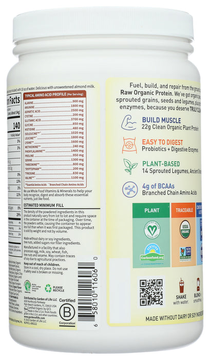 Raw Organic Protein, Vanilla Chai, 580 g