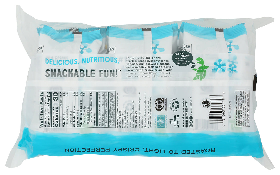Seaweed Snacks 6pk, Sea Salt, Org, 1.05 oz