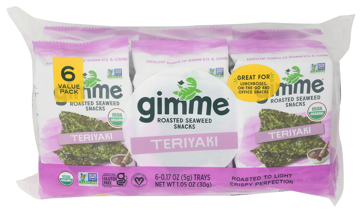 Seaweed Snacks 6pk, Teriyaki, Org, 1.05 oz